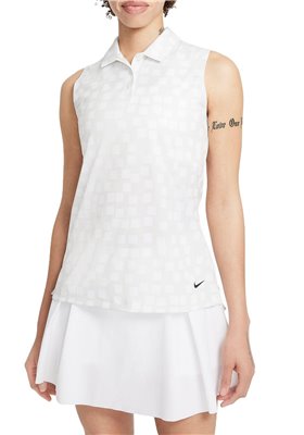 Polo bez rękawków Nike Dri-Fit Grind Print • Białe 