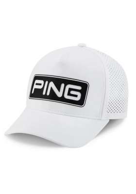 Męska czapka golfowa Ping Tour Vented Delta Cap • Biało Czarna