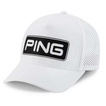 Męska czapka golfowa Ping Tour Vented Delta Cap • Biało Czarna
