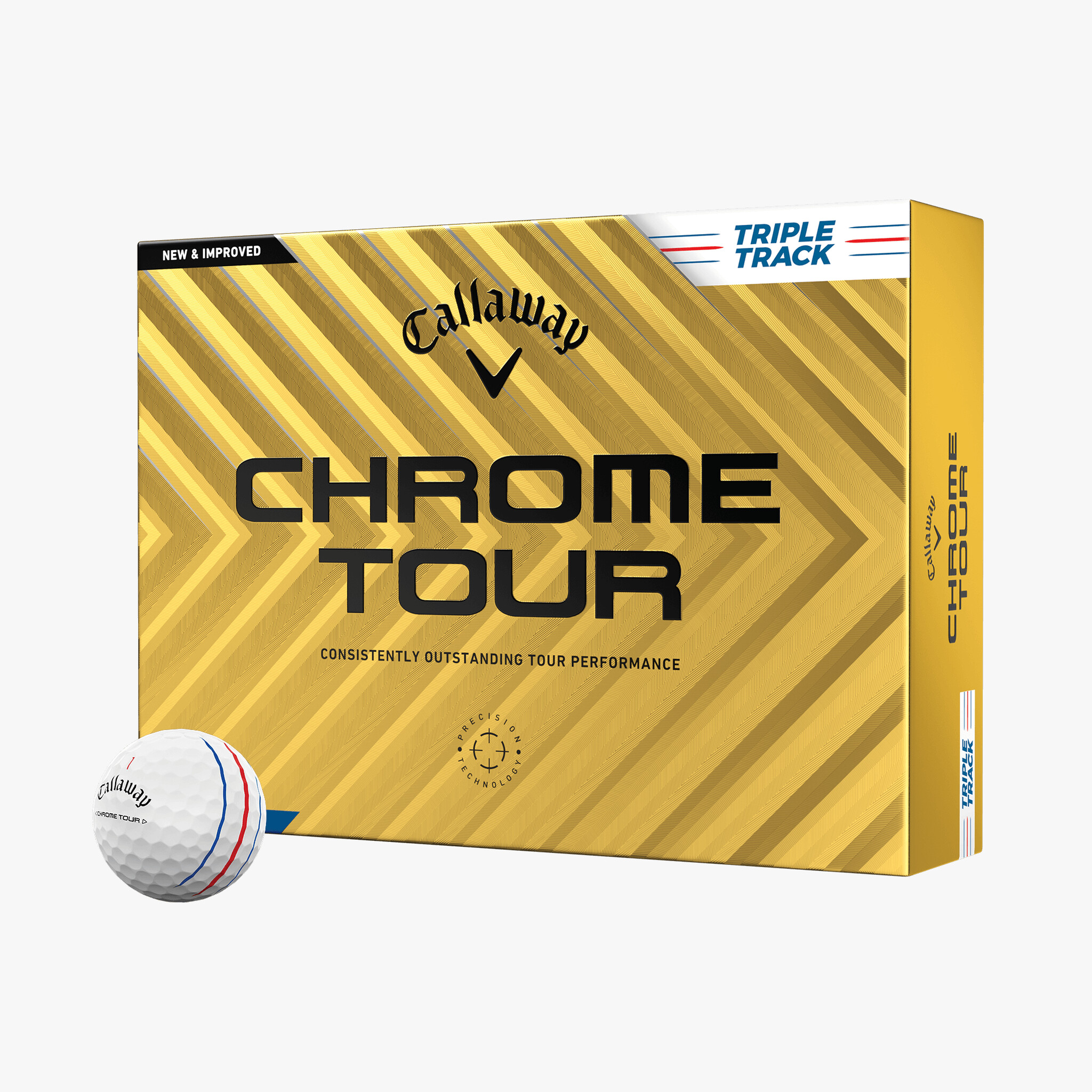 Piłki golfowe Callway Chrome Tour Triple Track • Białe