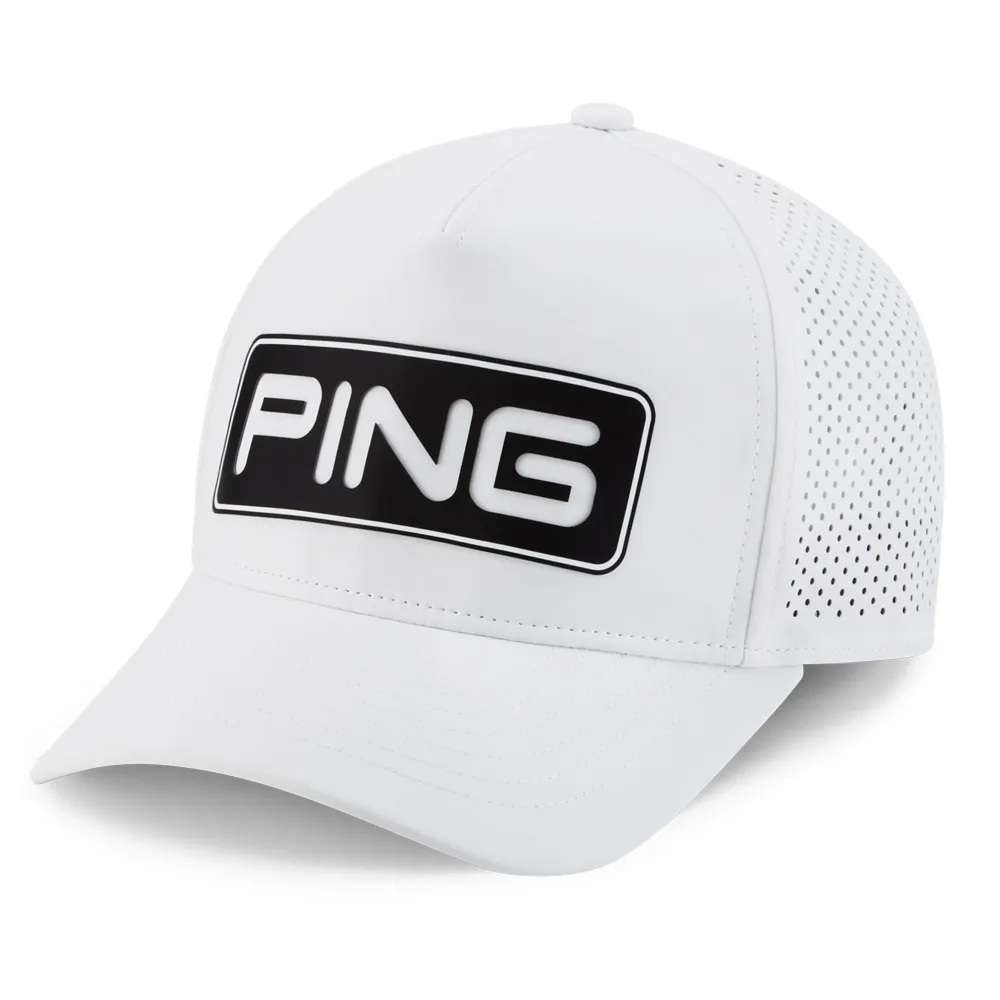 Męska czapka golfowa Ping Tour Vented Delta Cap • Biało Czarna